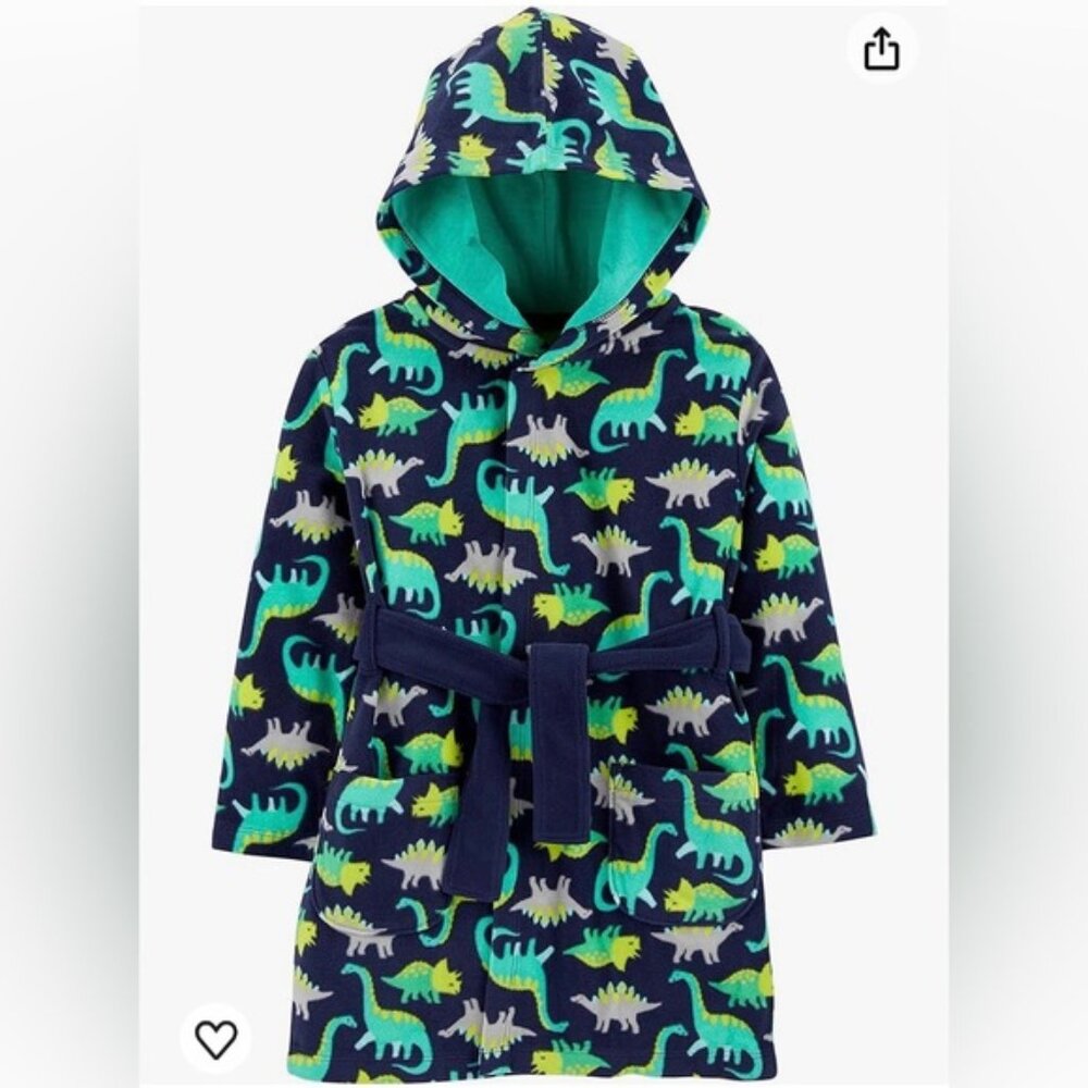 Carter's Dinosaur Print Kids Pajama Robe - Blue and Green